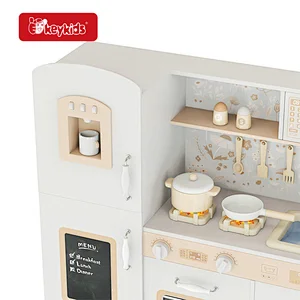 Eco friendly preschool children Ivory wooden toy kitchen with running water W10C790C